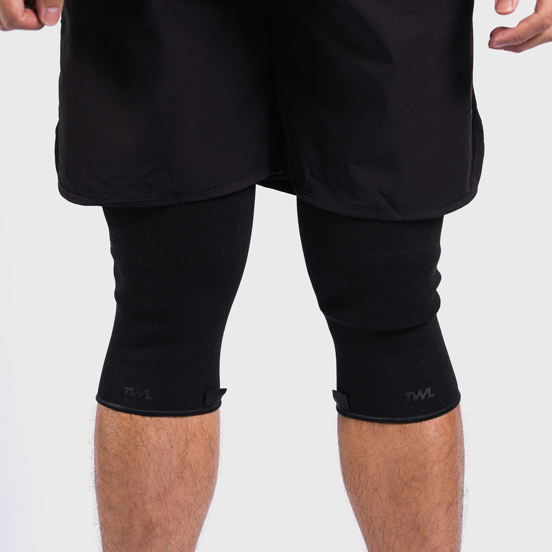 TWL - 2MM KNITTED KNEE SLEEVES - PAIR - BLACK/BLACK