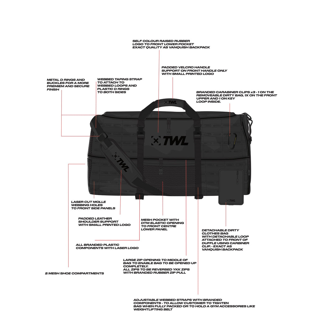 TWL - VANQUISH DUFFLE BAG - BLACK - 50L