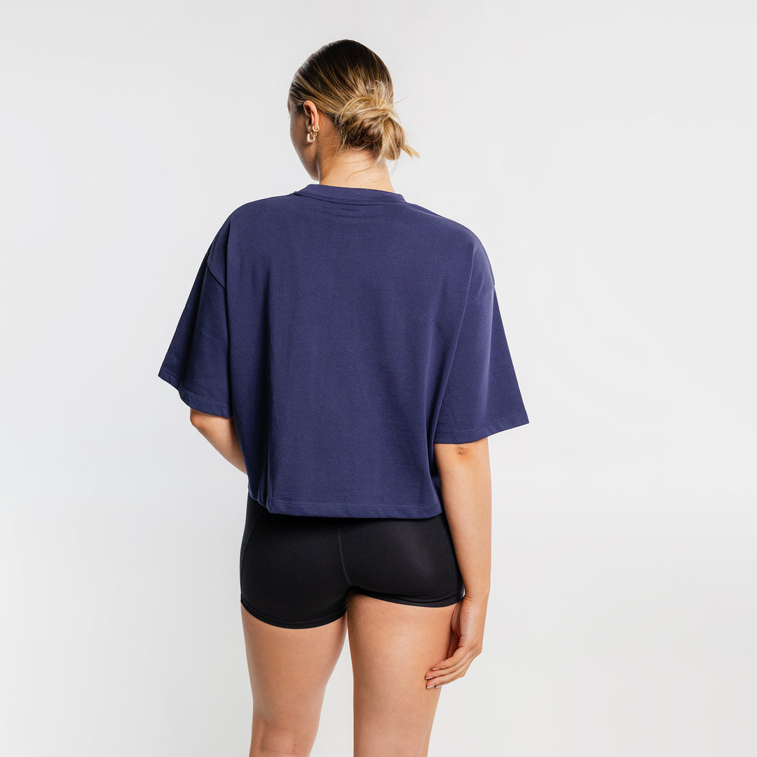 THE BRAVE - WOMEN'S LIFESTYLE OVERSIZED CROPPED T-SHIRT - DARK NAVY