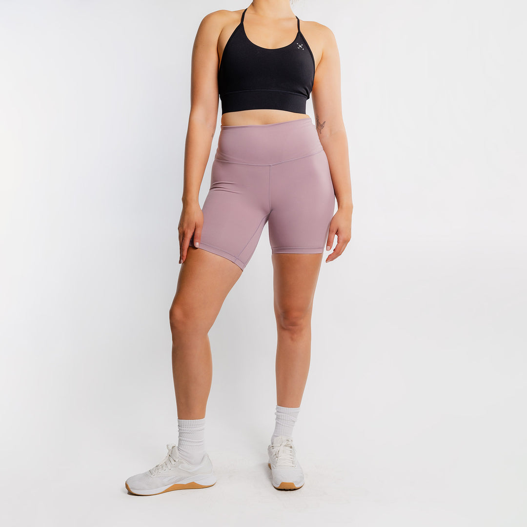 TWL - WOMEN'S HIGH WAISTED EXTRA LONG BALANCE SHORTS - LILAC CHALK