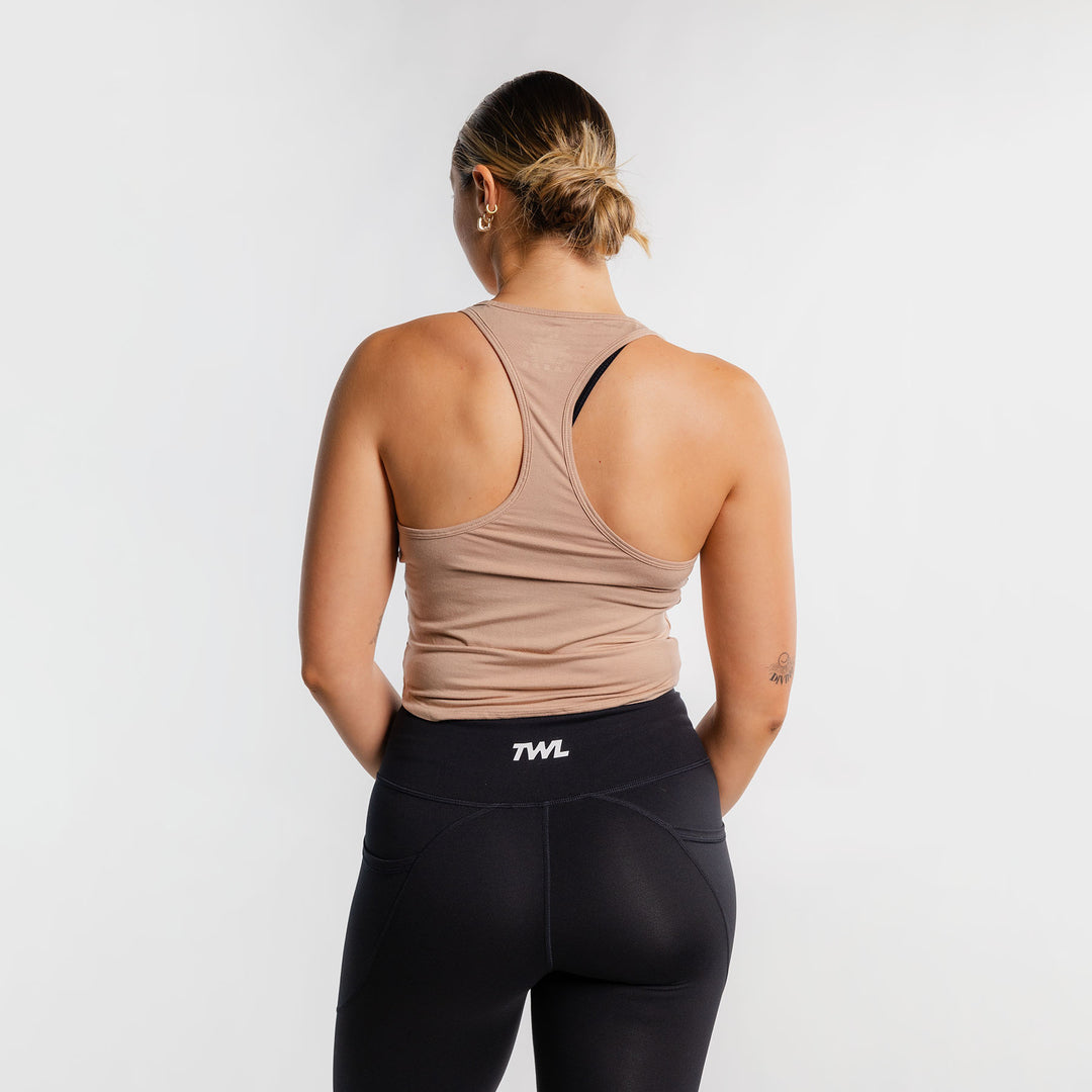 TWL - WOMEN'S EVERYDAY RACERBACK CROP - ALMOND