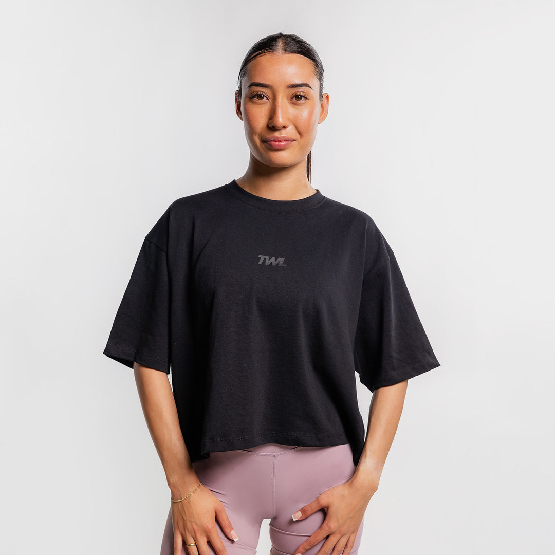 TWL - WOMEN'S LIFESTYLE OVERSIZED CROPPED T-SHIRT - BLACK