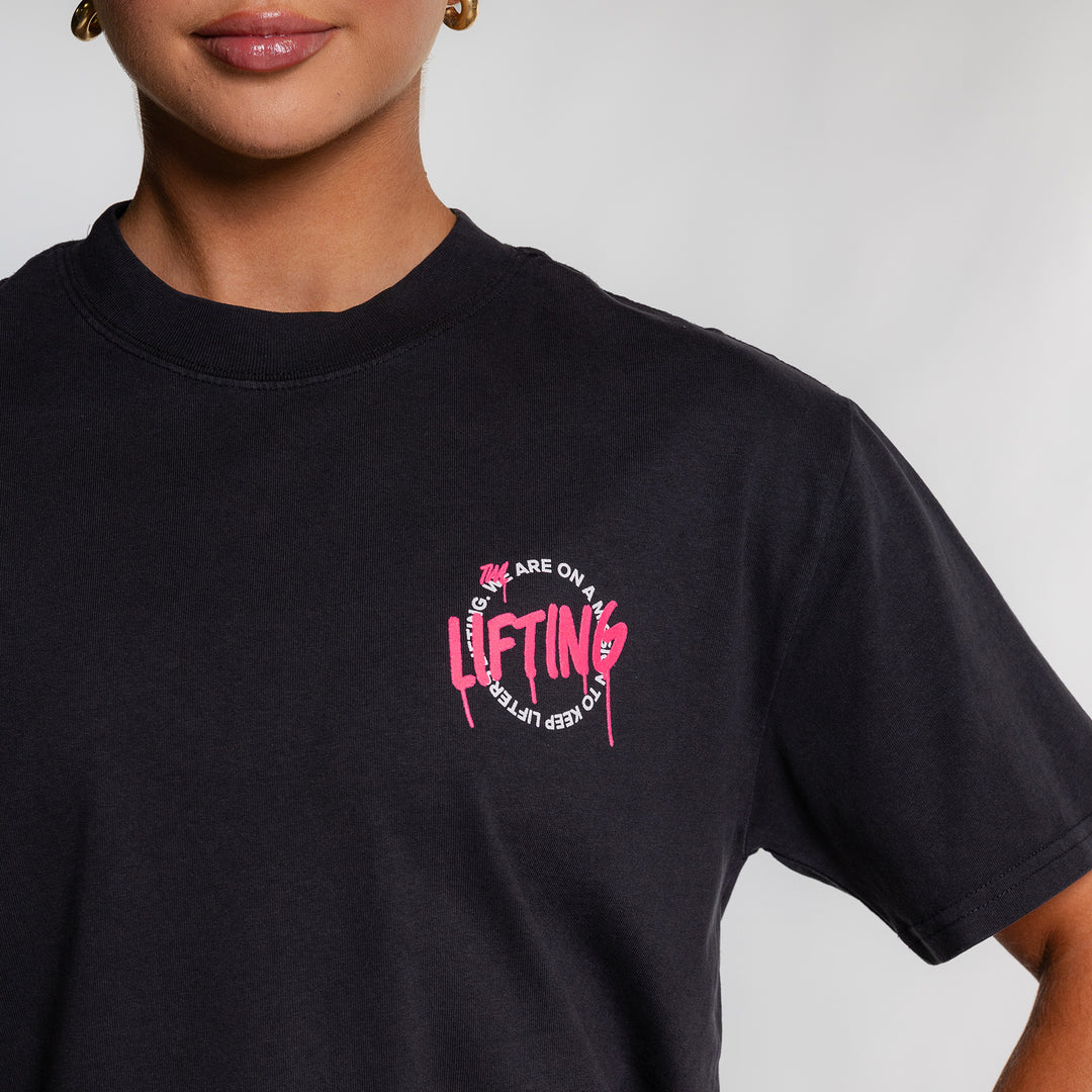 TWL - LIFESTYLE OVERSIZED T-SHIRT - LIFTERS KEEP LIFTING - FADED BLACK/PINK