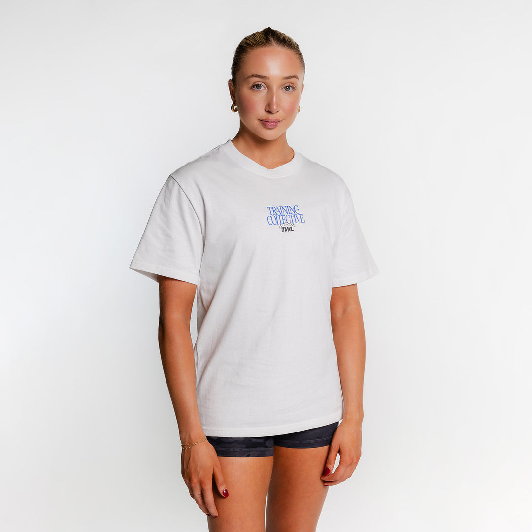 TWL - LIFESTYLE OVERSIZE T-SHIRT - TRAINING COLLECTIVE - FADED WHITE/COBALT BLUE