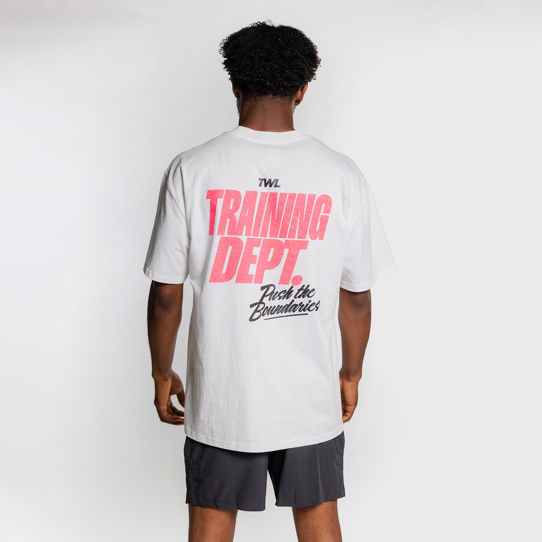 TWL - LIFESTYLE OVERSIZE T-SHIRT - TRAINING DEPARTMENT - FADED WHITE/NEON PINK