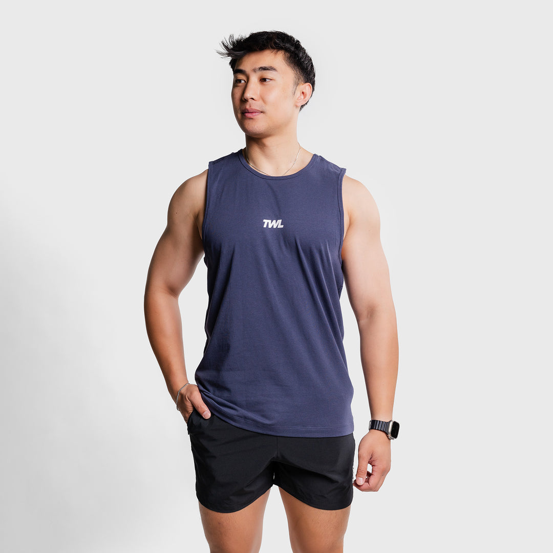 TWL - MEN'S EVERYDAY TANK - MIDNIGHT NAVY/WHITE