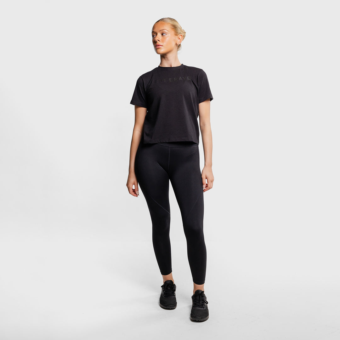 THE BRAVE - SIGNATURE CROPPED T-SHIRT - BLACK