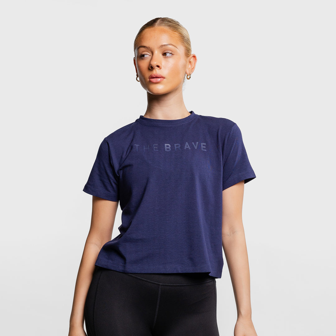 THE BRAVE - SIGNATURE CROPPED T-SHIRT - DARK NAVY