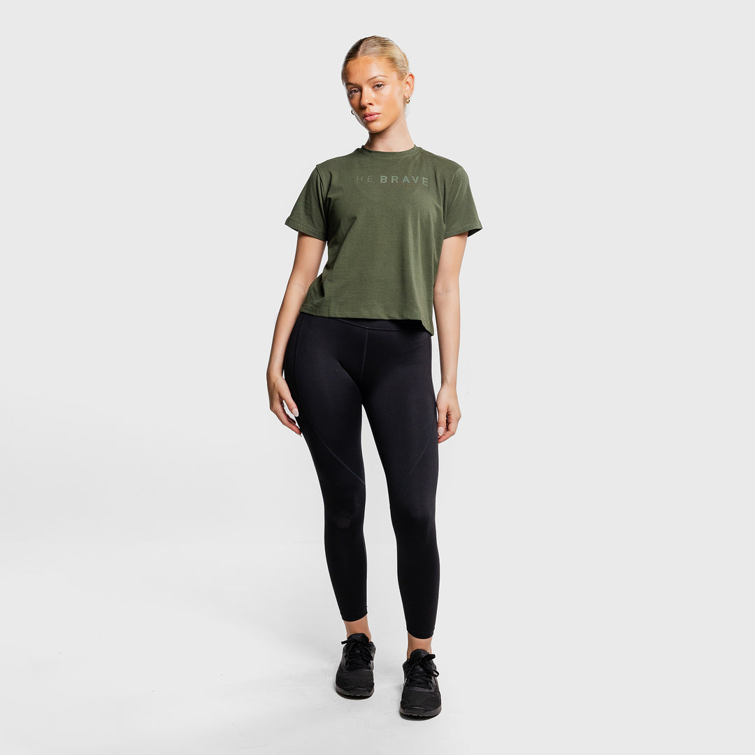 THE BRAVE - SIGNATURE CROPPED T-SHIRT - DARK OLIVE