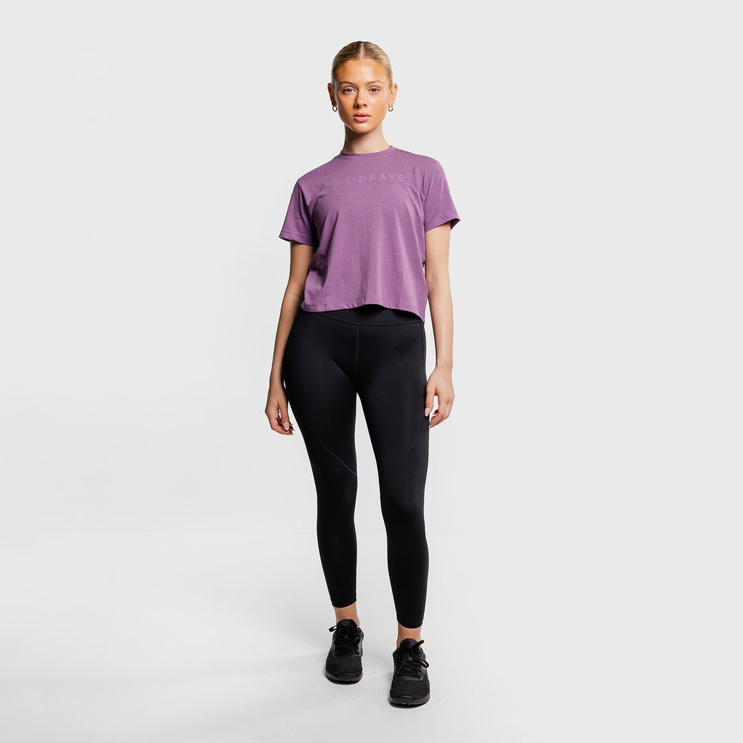 THE BRAVE - SIGNATURE CROPPED T-SHIRT - FIG