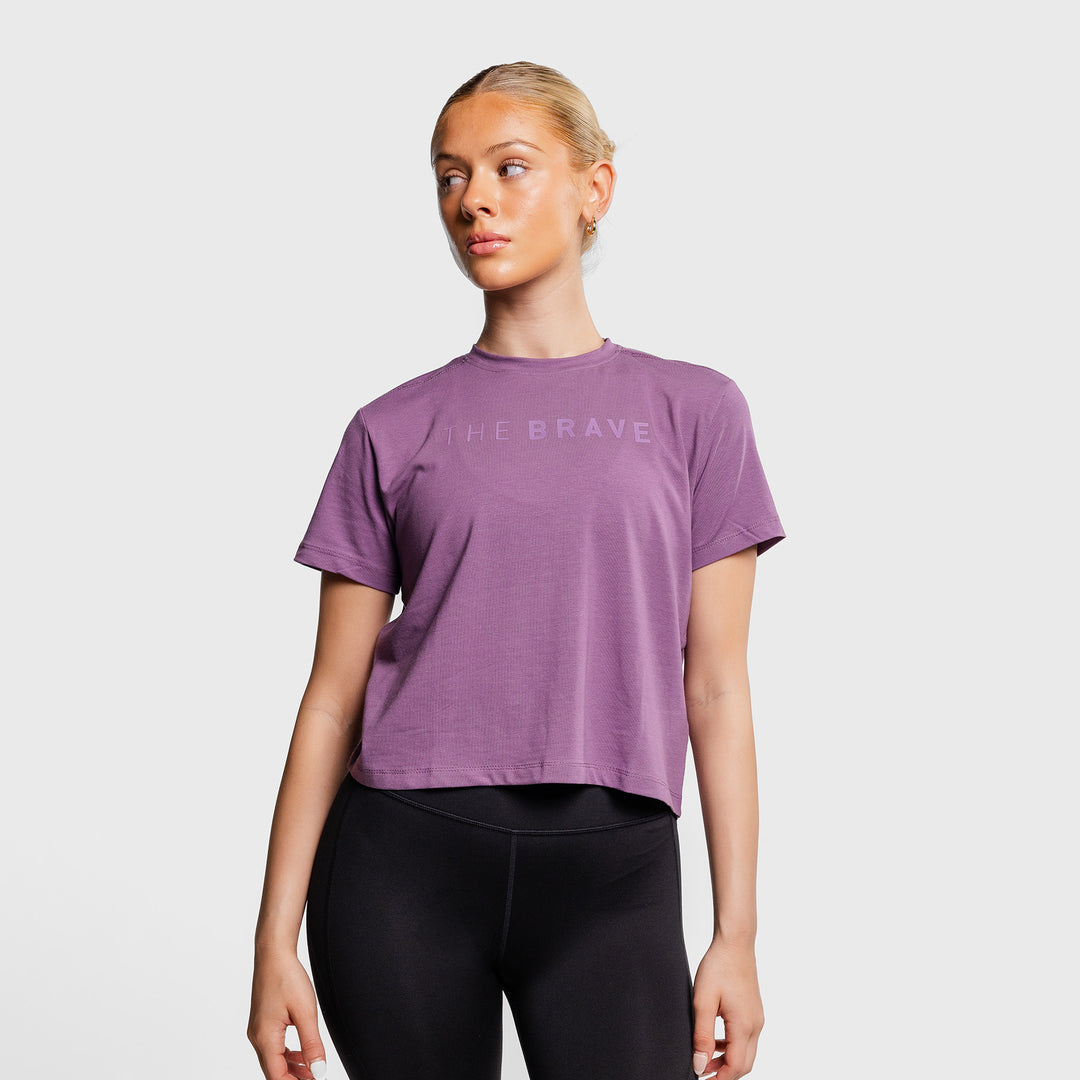 THE BRAVE - SIGNATURE CROPPED T-SHIRT - FIG