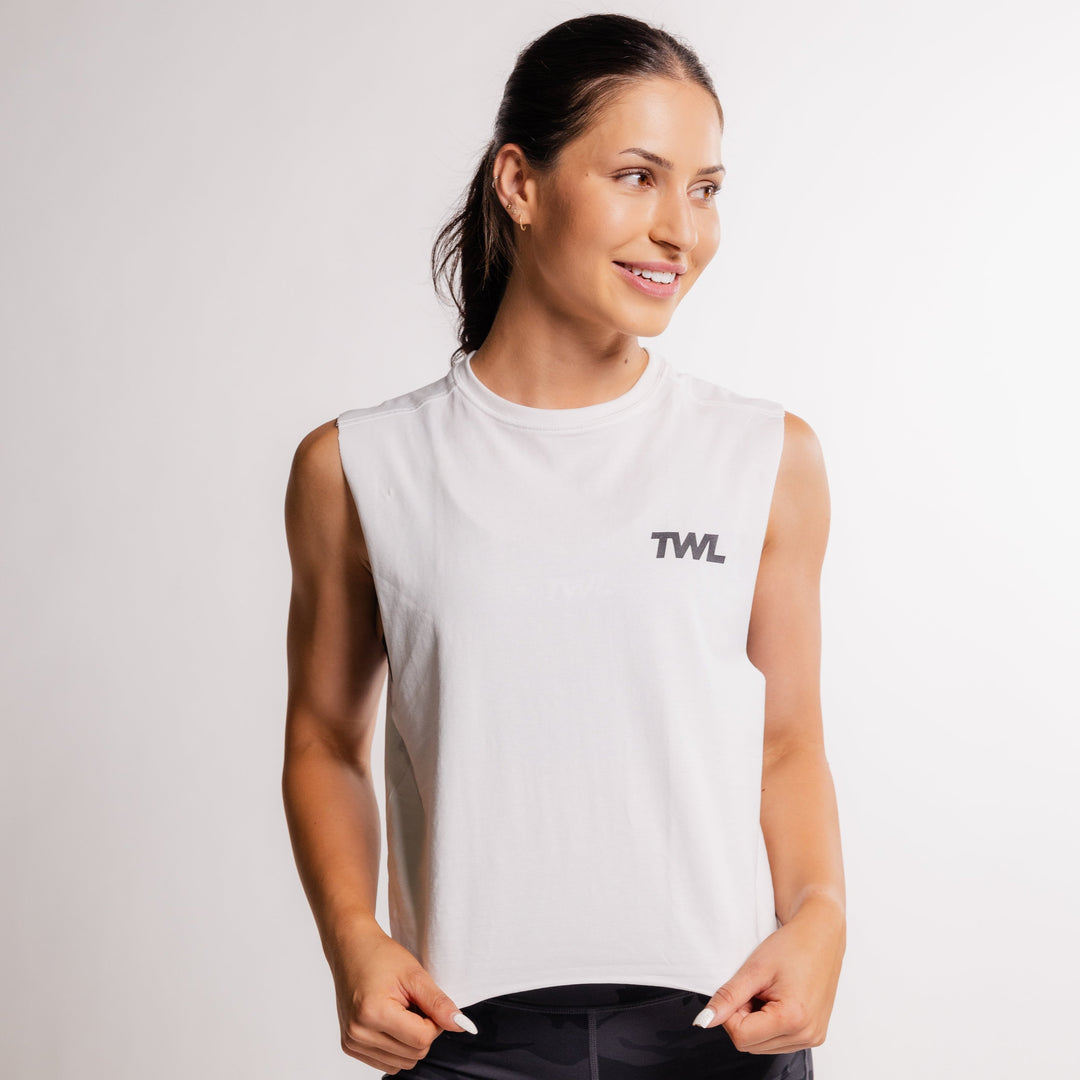 TWL - WOMEN'S SLASH CROP - ICON - WHITE