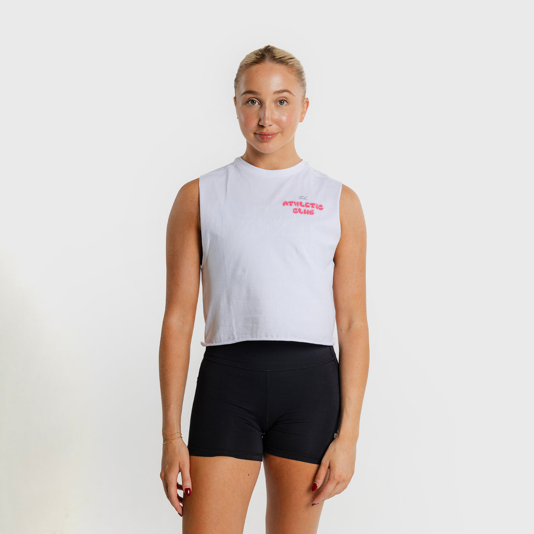 TWL - WOMEN'S SLASH CROP - ATHLETIC CLUB - WHITE