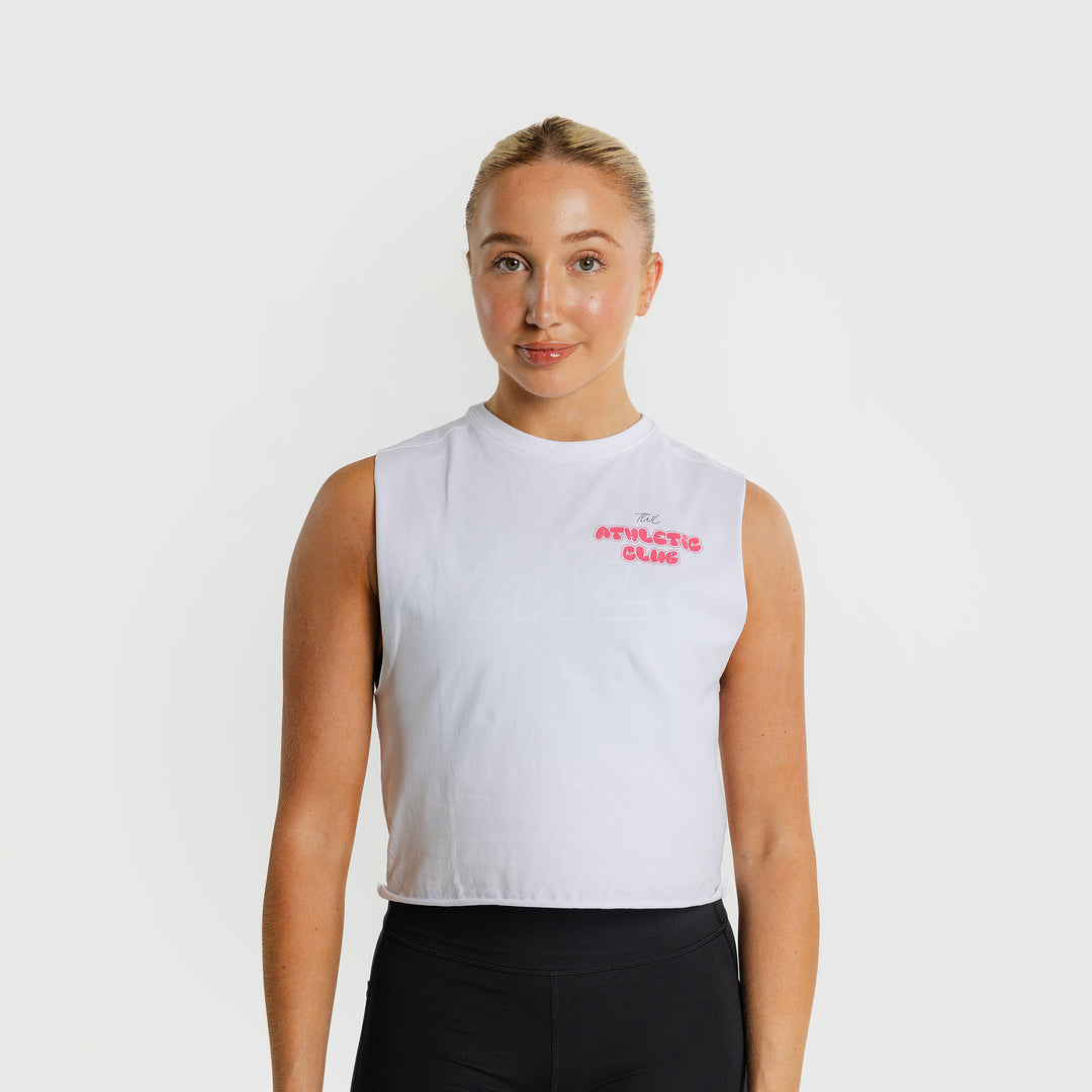 TWL - WOMEN'S SLASH CROP - ATHLETIC CLUB - WHITE