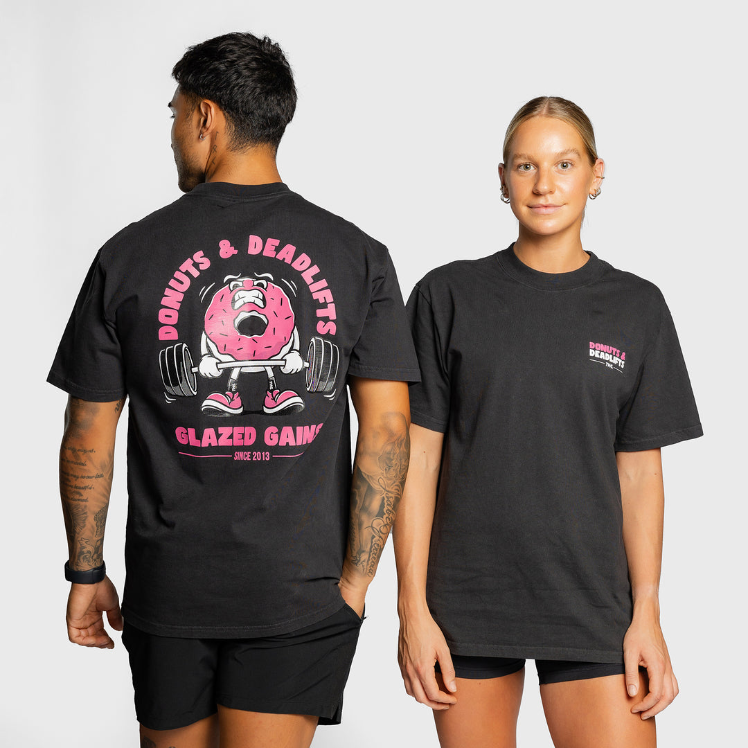 TWL - LIFESTYLE OVERSIZED TEE - DONUTS & DEADLIFTS - BLACK