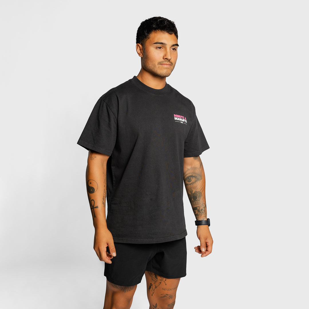 TWL - LIFESTYLE OVERSIZED TEE - DONUTS & DEADLIFTS - BLACK