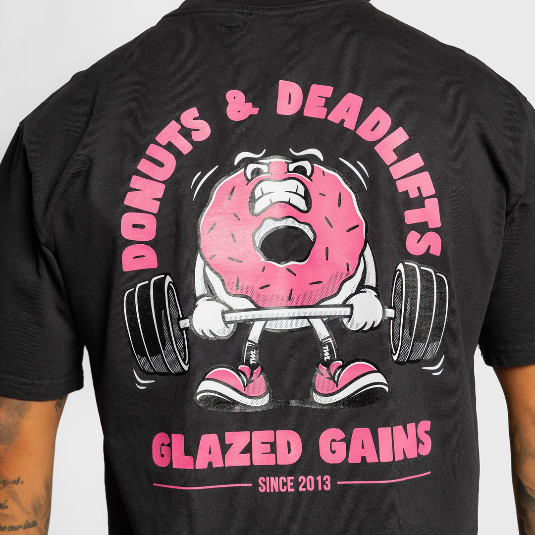 TWL - LIFESTYLE OVERSIZED TEE - DONUTS & DEADLIFTS - BLACK