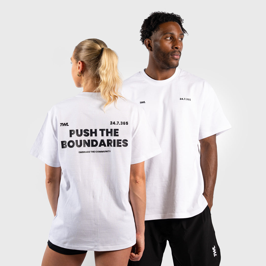 TWL - LIFESTYLE OVERSIZED T-SHIRT - VALUES COLLECTION - PUSH THE BOUNDARIES/WHITE