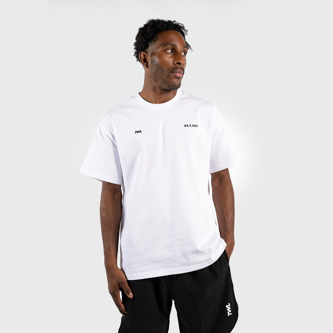 TWL - LIFESTYLE OVERSIZED T-SHIRT - VALUES COLLECTION - PUSH THE BOUNDARIES/WHITE