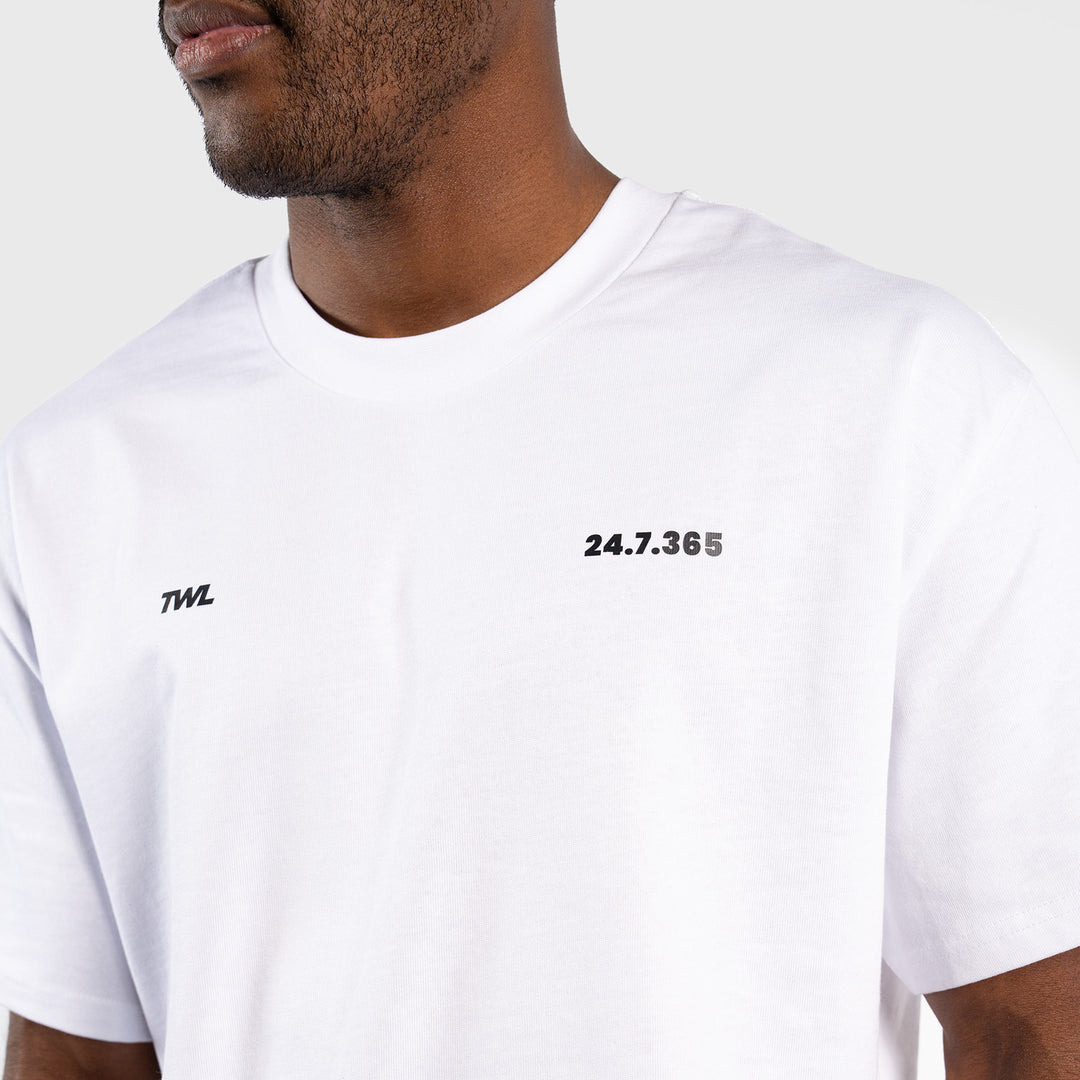 TWL - LIFESTYLE OVERSIZED T-SHIRT - VALUES COLLECTION - PUSH THE BOUNDARIES/WHITE