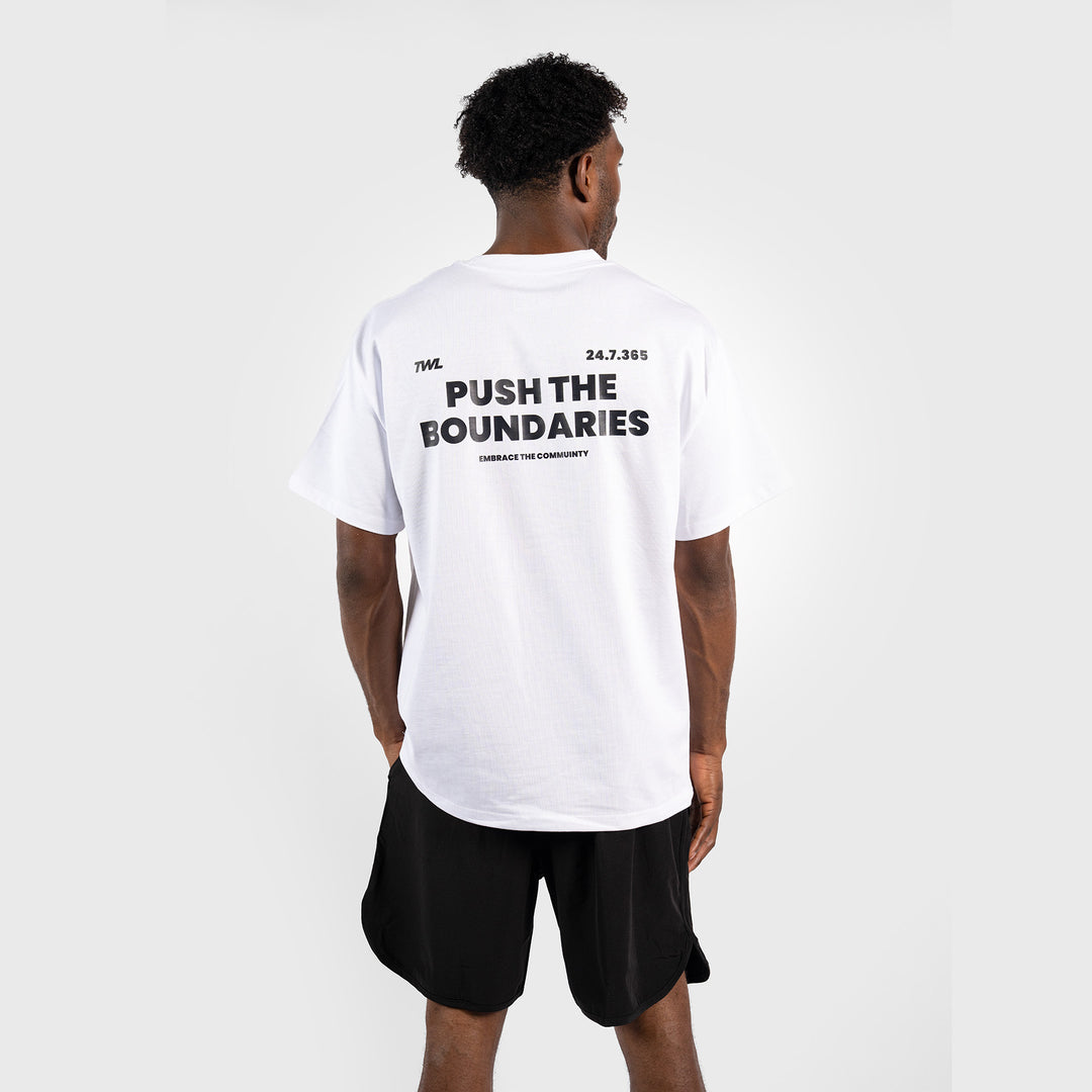 TWL - LIFESTYLE OVERSIZED T-SHIRT - VALUES COLLECTION - PUSH THE BOUNDARIES/WHITE