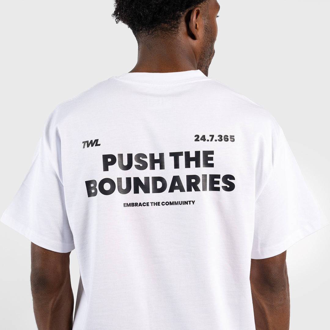 TWL - LIFESTYLE OVERSIZED T-SHIRT - VALUES COLLECTION - PUSH THE BOUNDARIES/WHITE