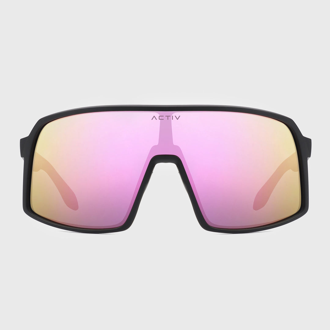 ACTIV - AERO - Matte Black with Pink Mirror Lens