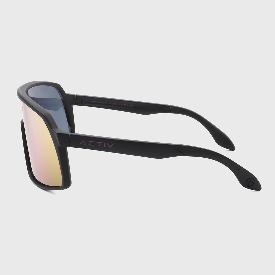 ACTIV - AERO - Matte Black with Pink Mirror Lens