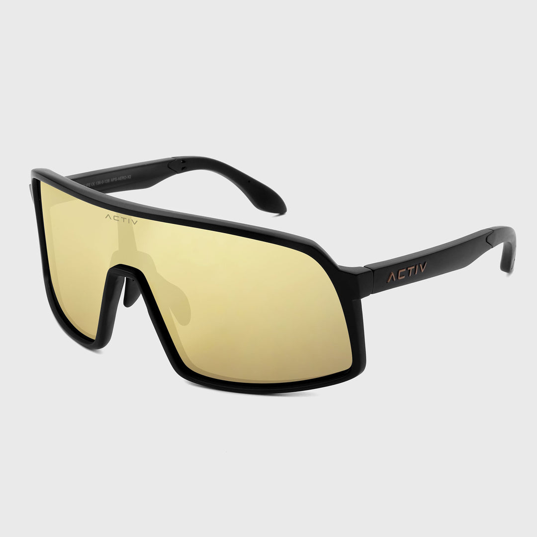 ACTIV - AERO  - Matte Black with Gold Mirror Lens