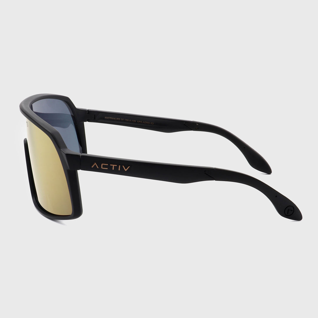 ACTIV - AERO  - Matte Black with Gold Mirror Lens