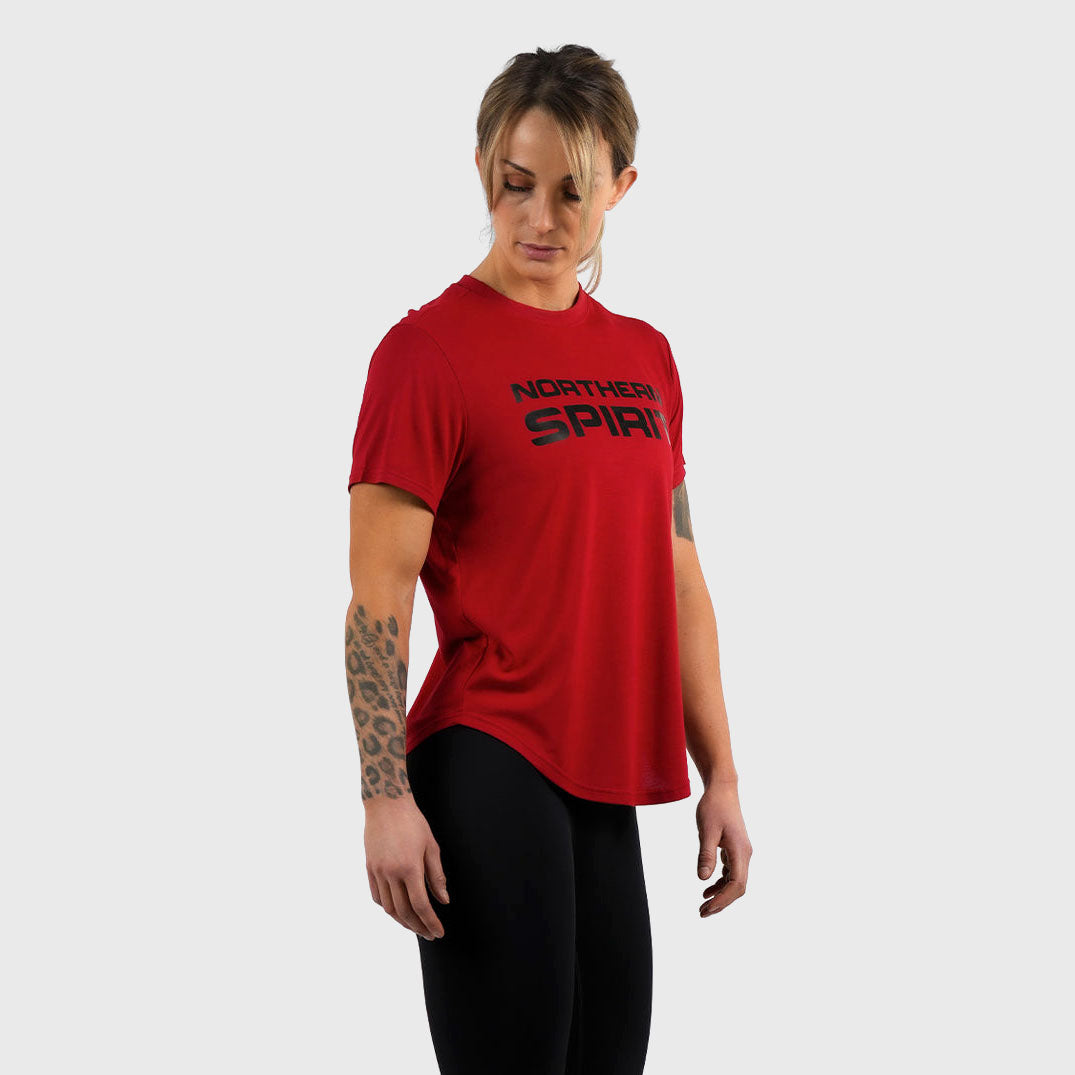 Northern Spirit - Epaulet Women Regular Fit T-Shirt - CARMINE