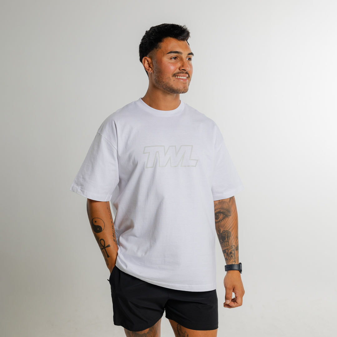 TWL - OVERSIZED T-SHIRT - ATHLETE BLOCK - WHITE