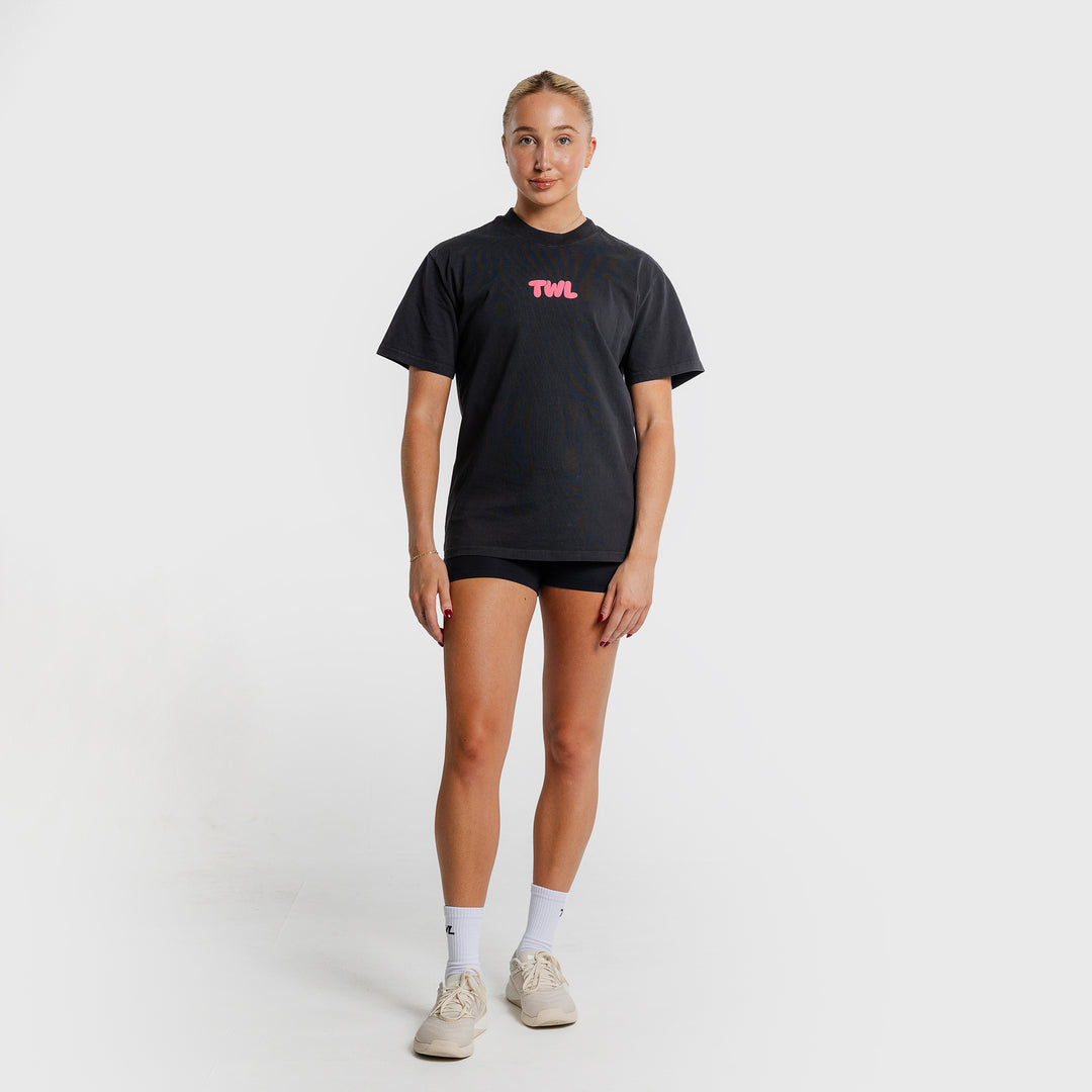 TWL - LIFESTYLE OVERSIZED T-SHIRT - PUFF - BLACK/FLAMINGO