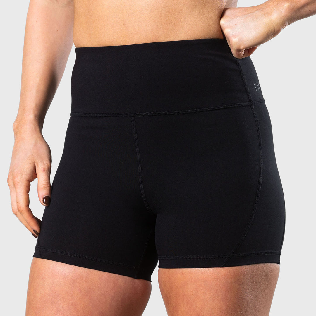 THE BRAVE - WOMEN'S SCULPT HIGH WAISTED BOOTY SHORTS - BLACK