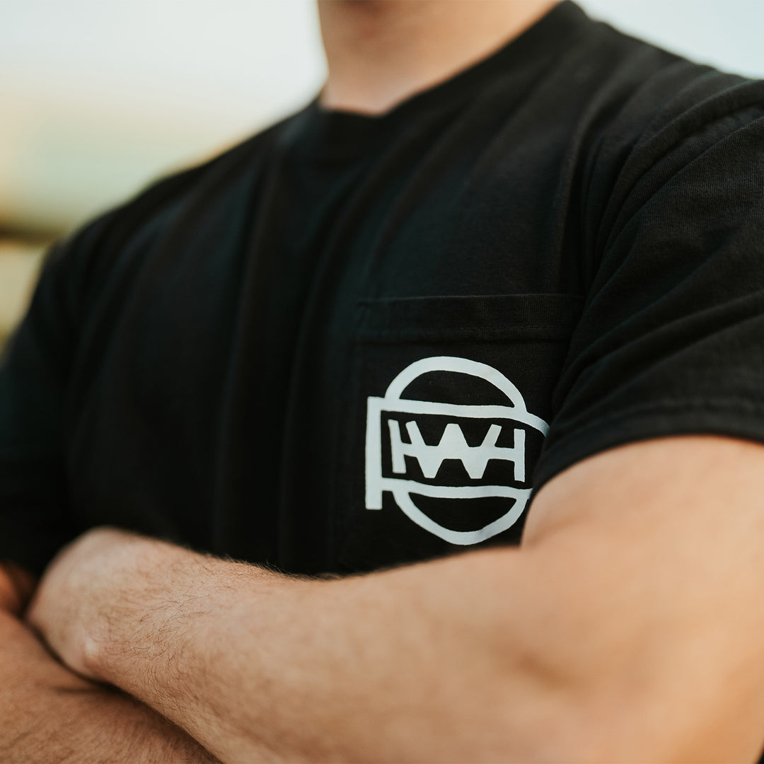 HWPO - BARBELL CLUB POCKET TEE - FADED BLACK