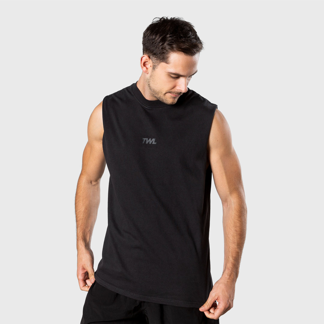 TWL - MEN'S LIFESTYLE OVERSIZED MUSCLE TANK - WASHED BLACK