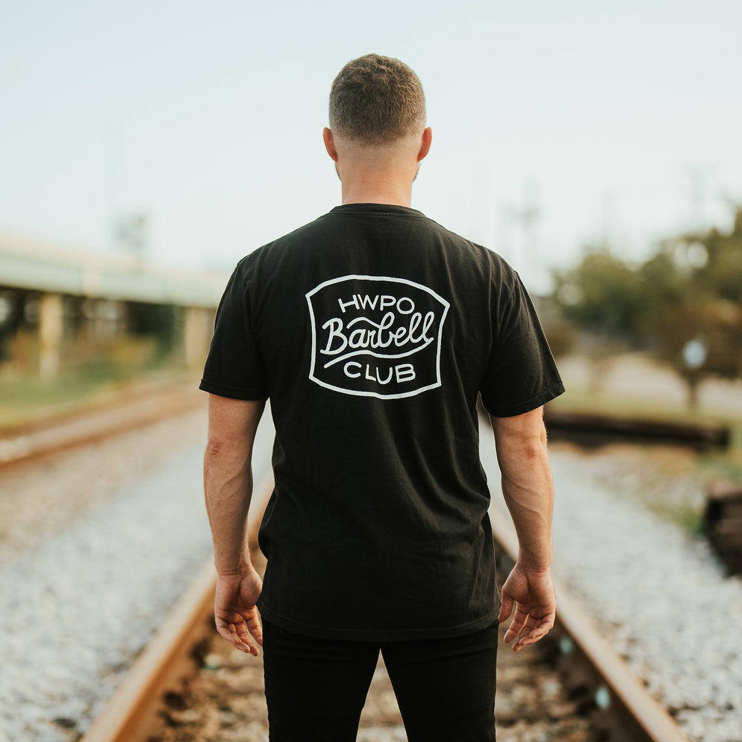 HWPO - BARBELL CLUB POCKET TEE - FADED BLACK