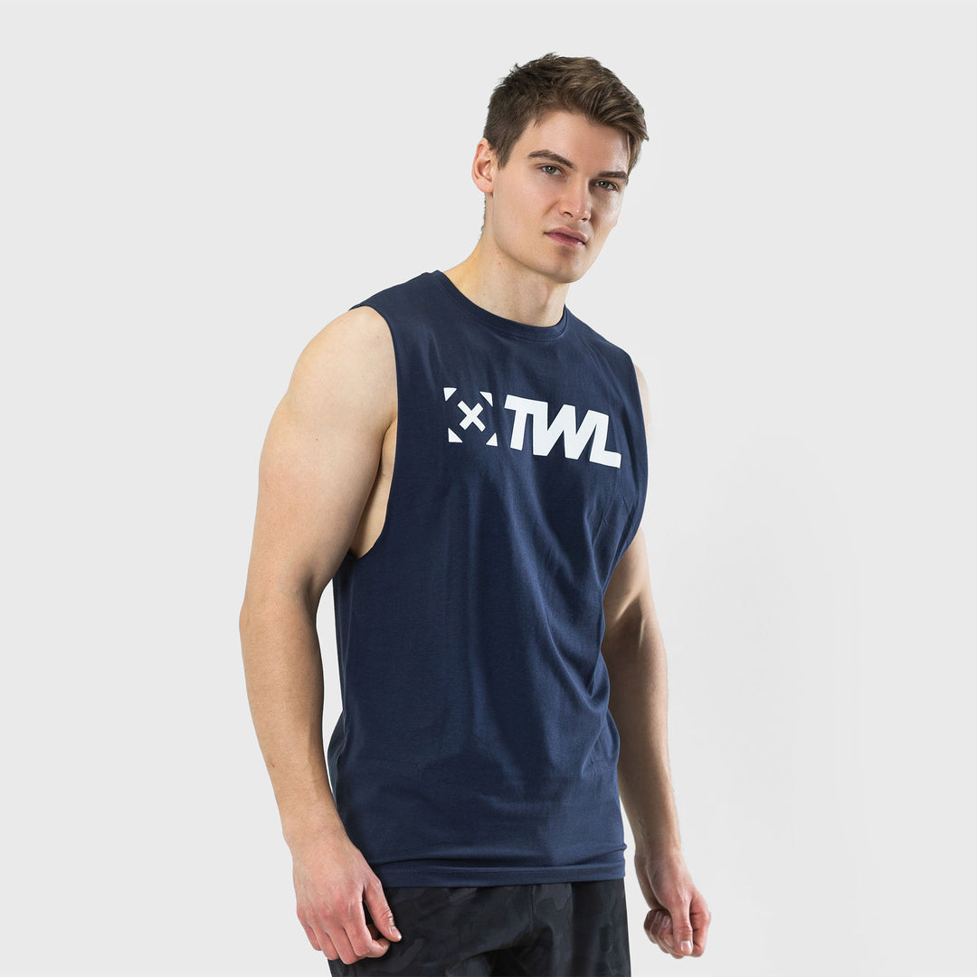 TWL - EVERYDAY MUSCLE TANK - MIDNIGHT NAVY/WHITE