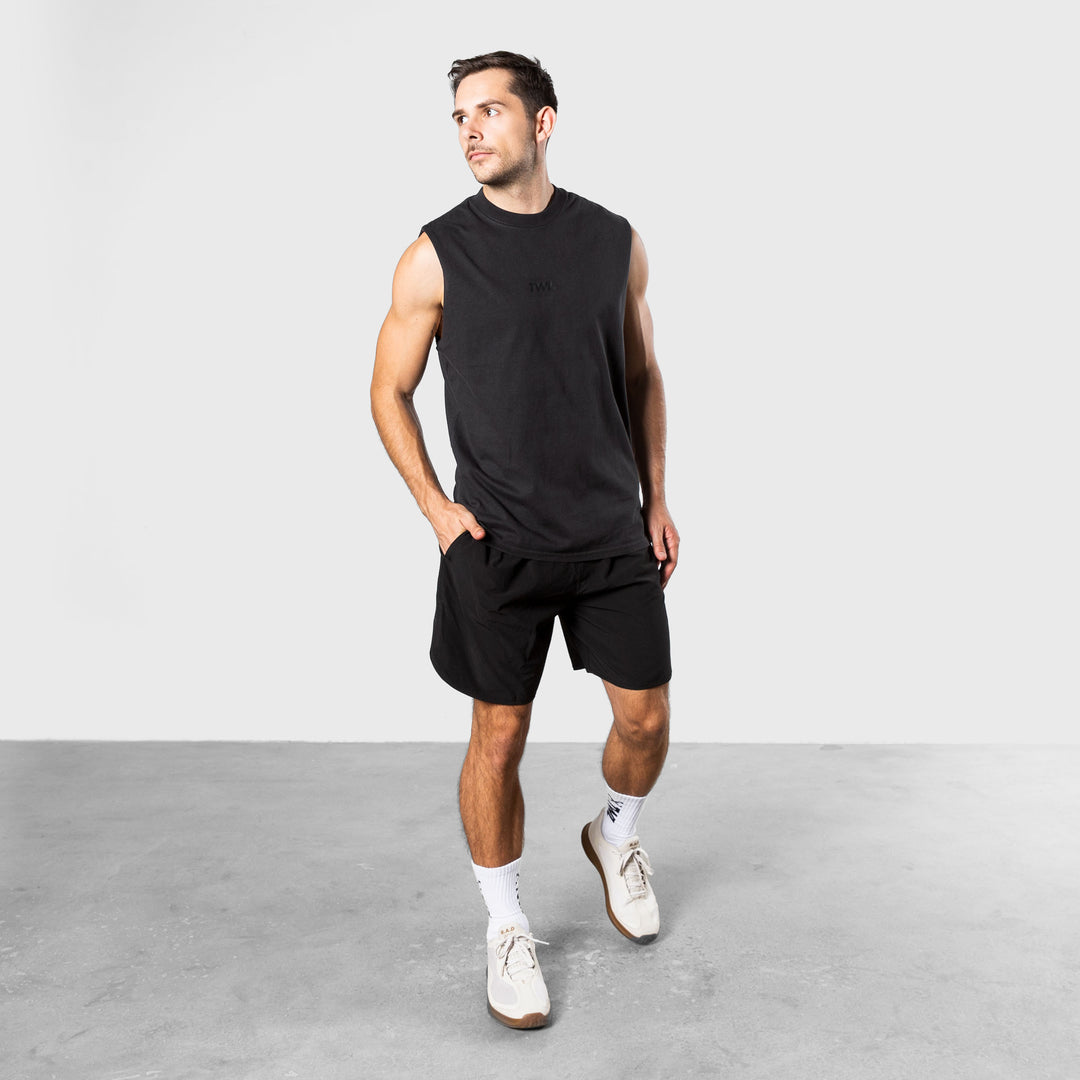 TWL - MEN'S LIFESTYLE OVERSIZED MUSCLE TANK - WASHED BLACK