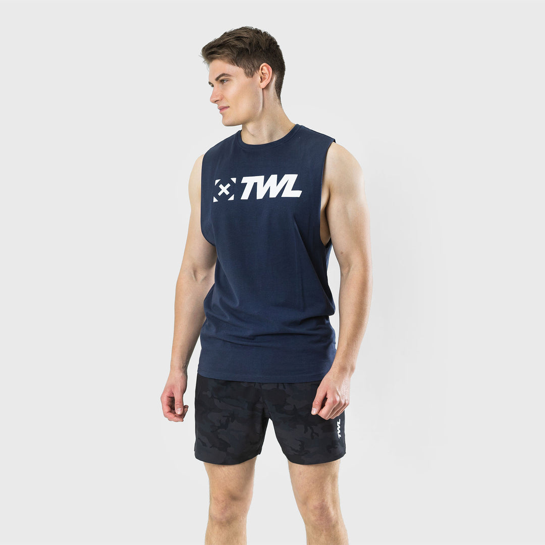 TWL - EVERYDAY MUSCLE TANK - MIDNIGHT NAVY/WHITE