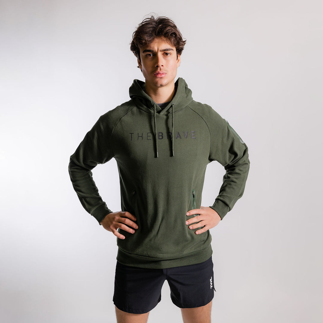 THE BRAVE - MENS SIGNATURE OVERHEAD HOODIE 2.0 - DARK OLIVE