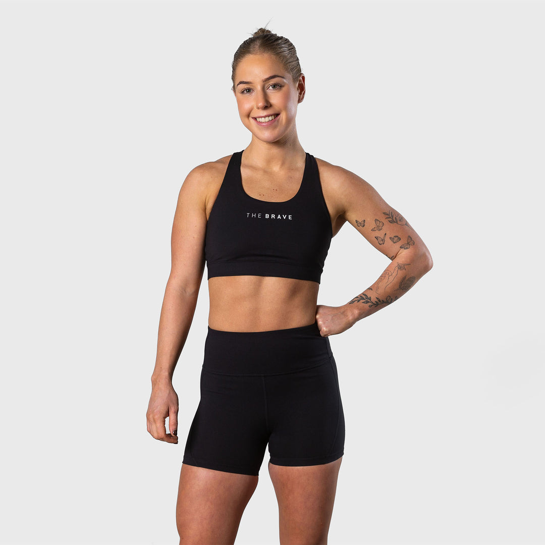 THE BRAVE - WOMEN'S SCULPT HIGH WAISTED BOOTY SHORTS - BLACK