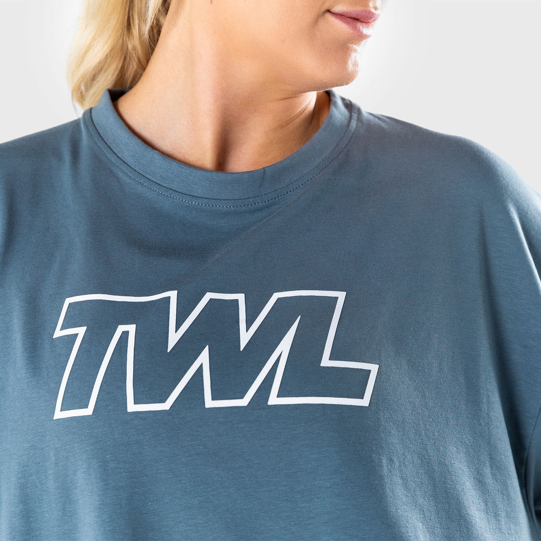 TWL - WOMEN'S OVERSIZED CROPPED T-SHIRT - ATHLETE - PEWTER/WHITE