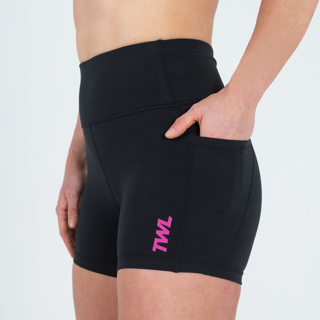 TWL - WOMEN'S ENERGY SHORTS - BLACK/RASPBERRY