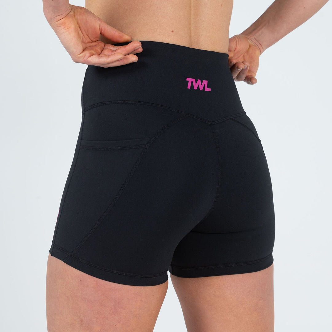 TWL - WOMEN'S ENERGY SHORTS - BLACK/RASPBERRY