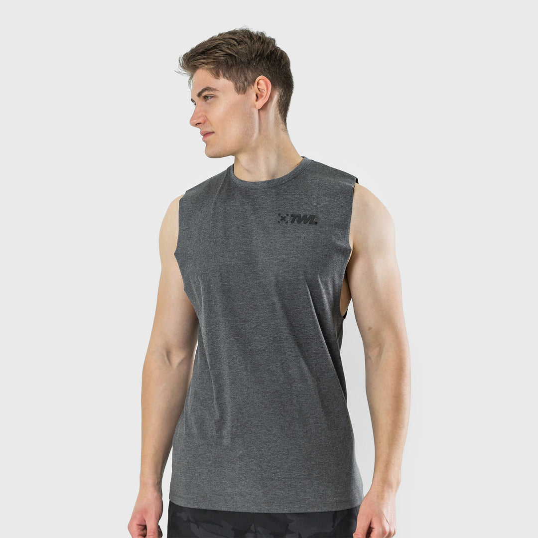 TWL - MEN'S EVERYDAY MUSCLE TANK SL - CHARCOAL MARL/BLACK