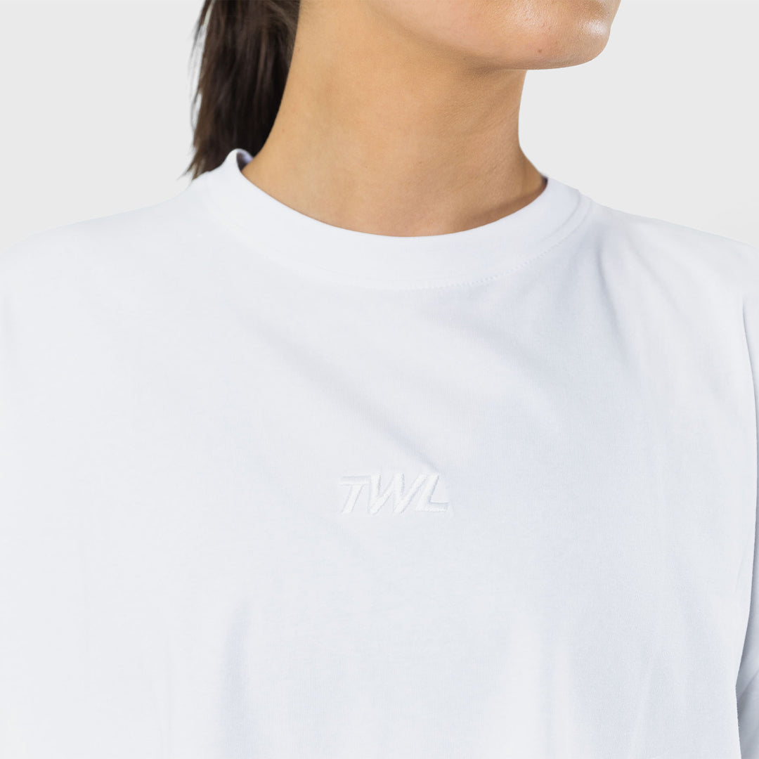 TWL - WOMEN'S OVERSIZED CROPPED T-SHIRT - TRIPLE WHITE
