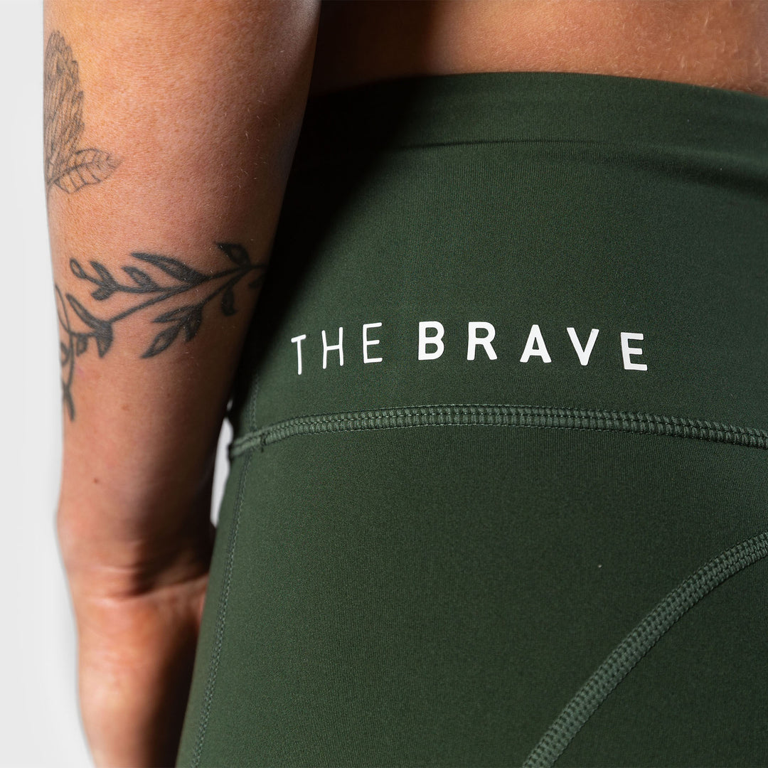 THE BRAVE - WOMEN'S SCULPT HIGH WAISTED BOOTY SHORTS - DARK OLIVE