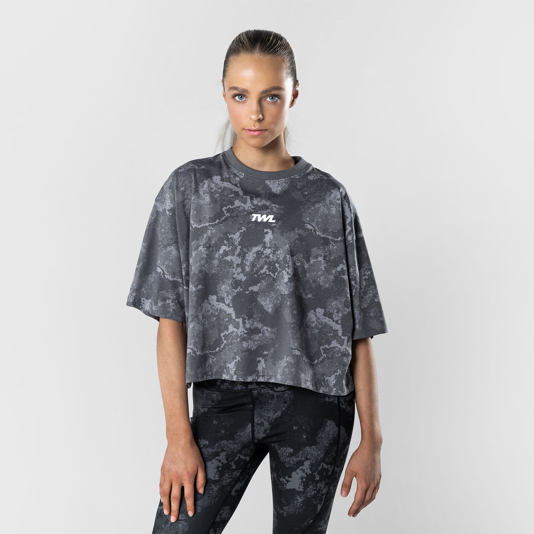 TWL - WOMEN'S OVERSIZED CROPPED T-SHIRT - SHADOW ONYX