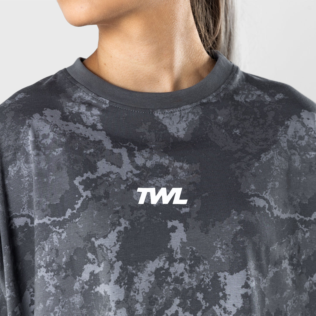 TWL - WOMEN'S OVERSIZED CROPPED T-SHIRT - SHADOW ONYX